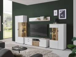 Vitrine HUDSON 75 x 180 cm weiß/braun