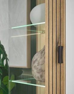 Vitrine HUDSON 75 x 180 cm weiß/braun