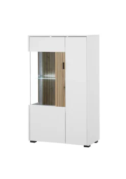 Vitrine HUDSON 75 x 125 cm weiß/braun