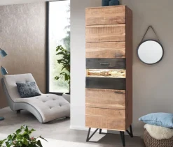 QUARTIER Vitrine I HAWK 58 x 183 cm Akazienholz braun/schwarz