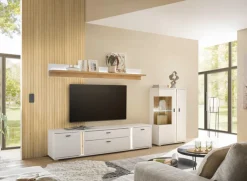 Vitrine LONG ISLAND L 125 cm weiß/ Wotan Eiche