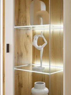 Vitrine LONG ISLAND R 200 cm weiß/ Wotan Eiche