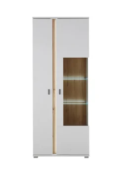 Vitrine LONG ISLAND R 200 cm weiß/ Wotan Eiche