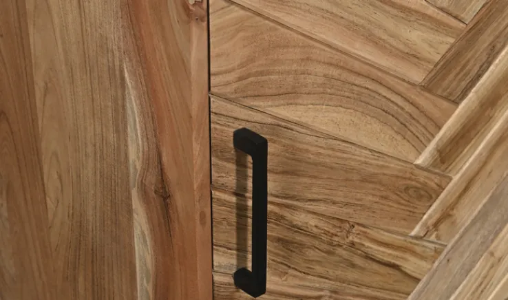 QUARTIER Vitrine LUANDA 50 x 180 cm Massivholz Akazie natur/schwarz