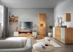 Vitrine RIVA Eiche massiv 200 x 60 x 37 cm geölt Braun