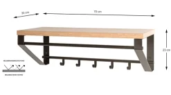 Wandgarderobe PARMA13 Eiche-Dekor/schwarz 70 x 30 cm