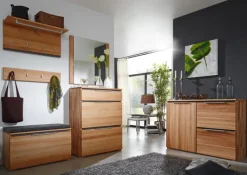 Wandgarderobe VICENZA 80 x 40 cm Kernbuche massiv natur geölt/Absetzung Anthrazit gebeizt