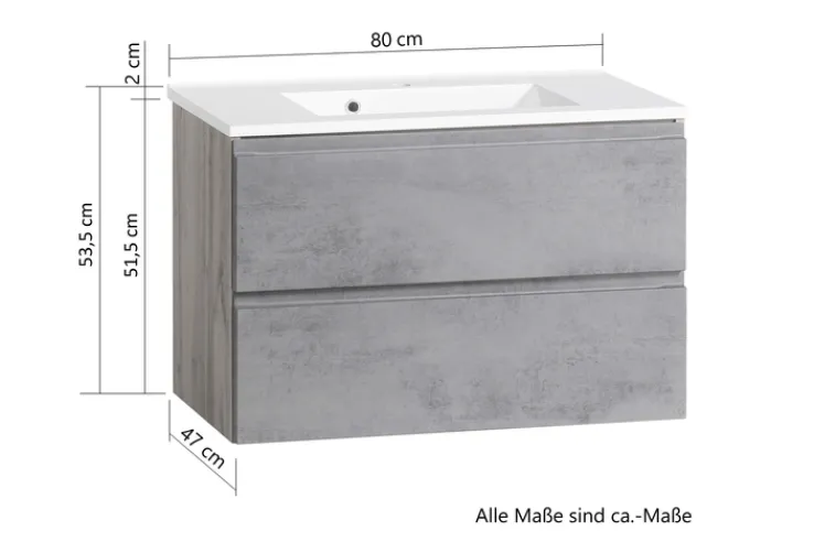 Waschtisch GENT weiß/braun 80cm