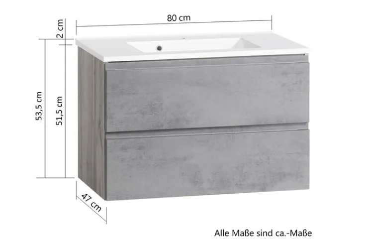 Waschtisch GENT weiß/braun 80cm