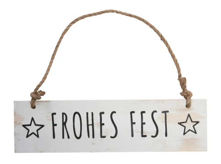 Weihnachten Wandschild Frohes Fest weiß