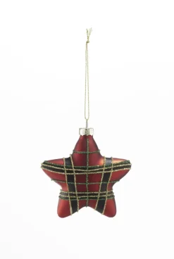 Weihnachtsbaumschmuck MERRY CHRISTMAS Glas 8,7 x 8,7 x 8,6 cm Rot/Grün/Goldfarbig