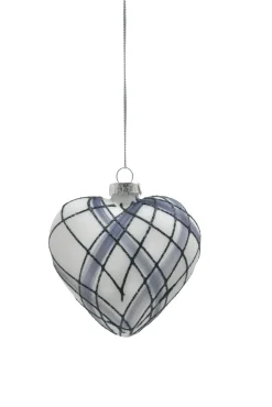 Weihnachtskugel BLACK FOREST Glas herzförmig 8,9 cm Grau/Schwarz/Weiß