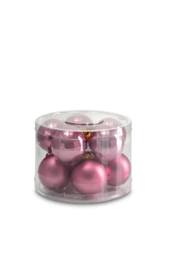 Weihnachtskugel 10ER BOX Glas Ø 6 cm matt/hochglanz Vintage Rosa