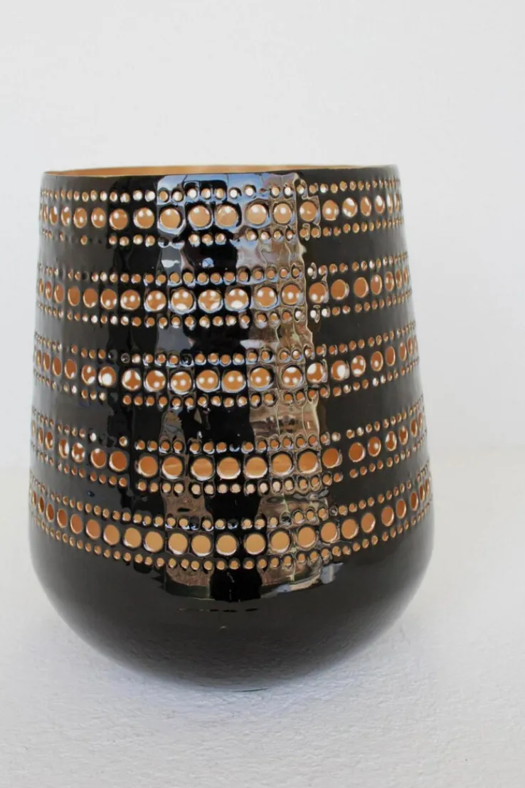 Windlicht MAMOUSH 20cm schwarz goldfarbig