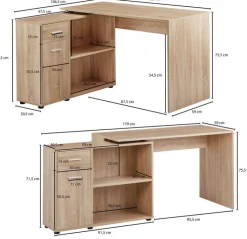 Winkelschreibtisch 120 x 106,5 cm Sonoma Eiche