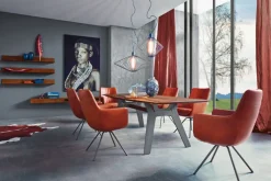 WK WOHNEN Armlehnstuhl WK 722-1000 92x60x61 cm Metall/Leder cognac