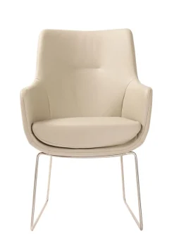 WK WOHNEN WK-WOHNEN Armlehnstuhl Lederbezug weiß