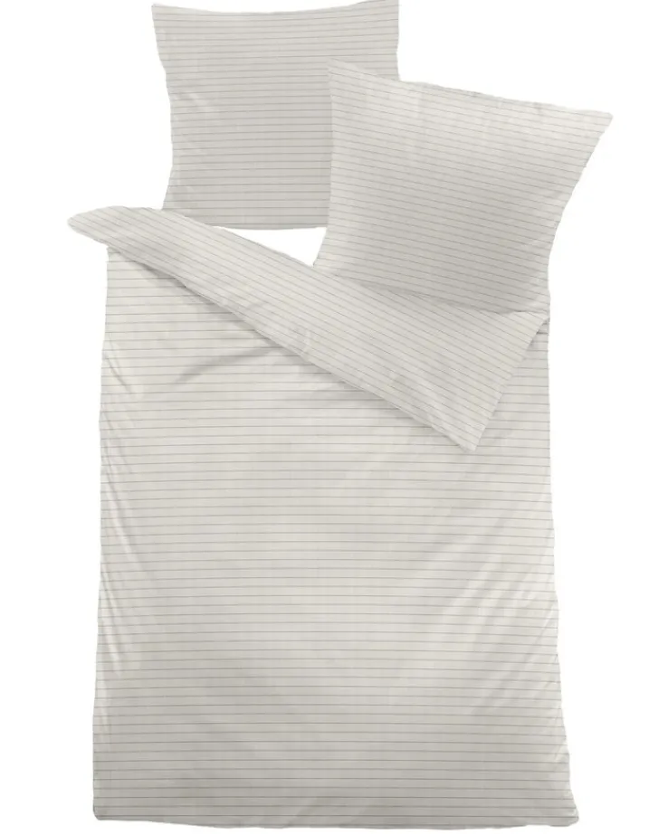 WÜLFING Baumwoll-Hanf-Bettwäsche STREIFEN 135 x 200 cm beige/silber